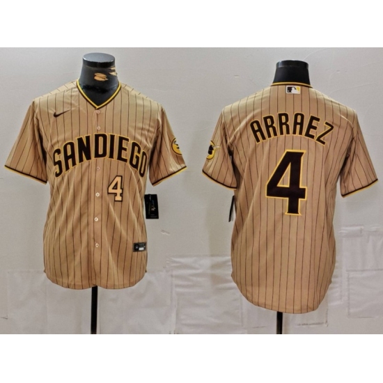 Men's San Diego Padres #4 Luis Arraez Tan Cool Base Stitched Baseball Jerseys - Ujersey