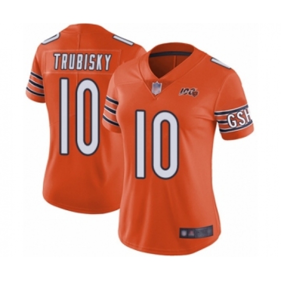 Women's Chicago Bears #10 Mitchell Trubisky Orange Alternate 100th Season Limited Football Jersey - Ujersey