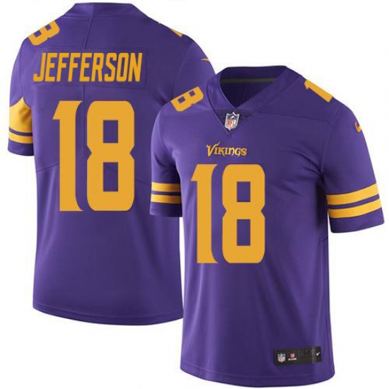 Youth Minnesota Vikings #18 Justin Jefferson Purple Stitched NFL Limited Rush Jersey - Ujersey