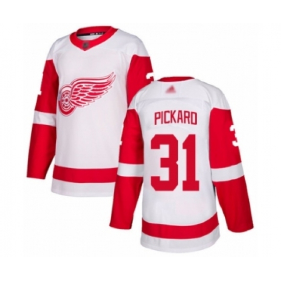 Men's Detroit Red Wings #31 Calvin Pickard Authentic White Away Hockey Jersey - Ujersey