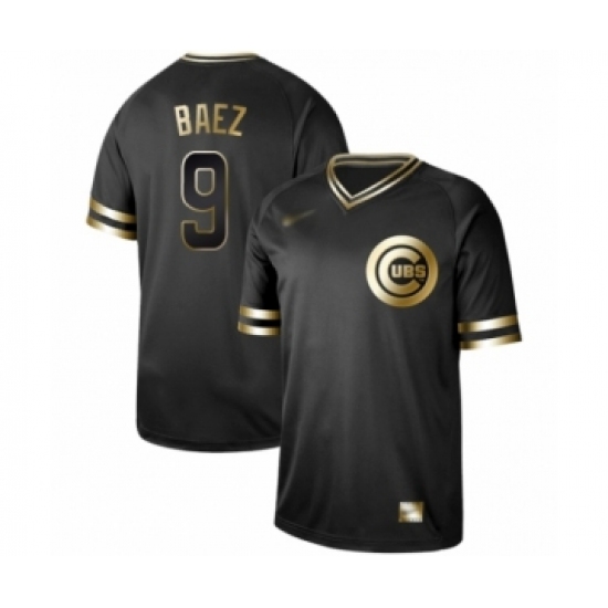 Men's Chicago Cubs #9 Javier Baez Authentic Black Gold Fashion Baseball Jersey - Ujersey