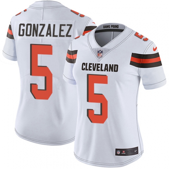 Women's Nike Cleveland Browns #5 Zane Gonzalez White Vapor Untouchable Limited Player NFL Jersey - Ujersey