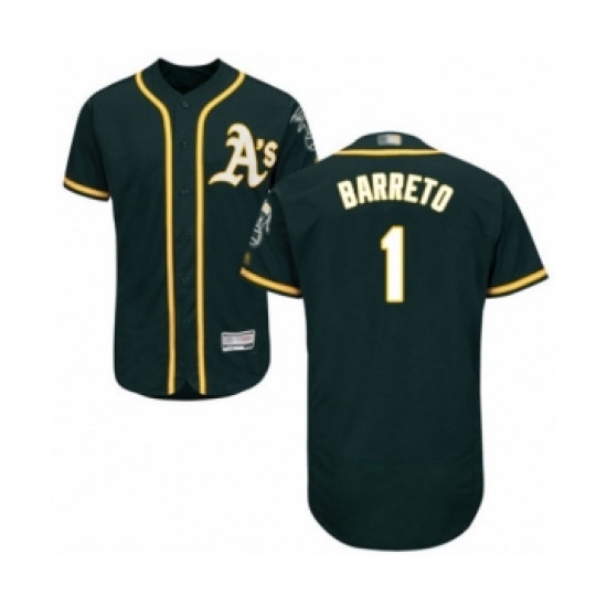 Men's Oakland Athletics #1 Franklin Barreto Green Alternate Flex Base Authentic Collection Baseball Player Jersey - Ujersey