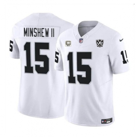 Men's Las Vegas Raiders #15 Gardner Minshew II White 2024 F.U.S.E 65th Anniversary Vapor Stitched Football Jersey - Ujersey