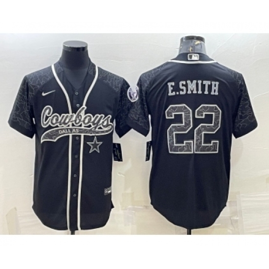 Men's Dallas Cowboys #22 Emmitt Smith Black Reflective Limited Stitched Football Jersey - Ujersey