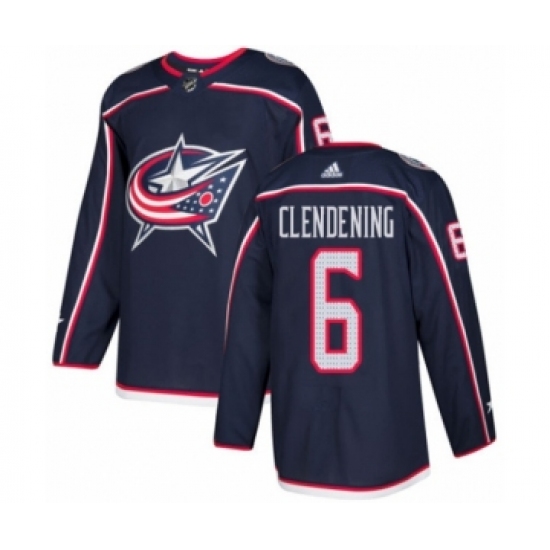 Men's Adidas Columbus Blue Jackets #6 Adam Clendening Premier Navy Blue Home NHL Jersey - Ujersey