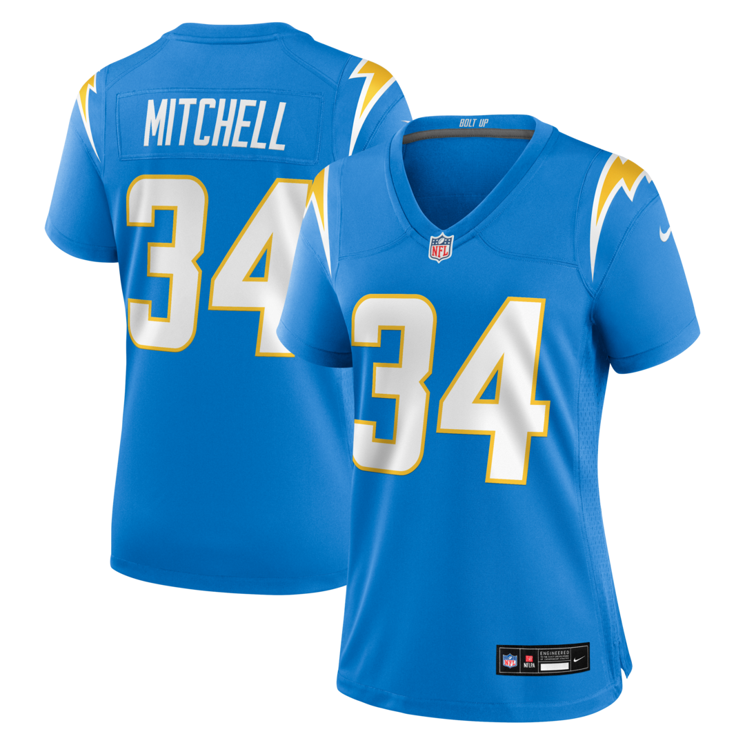 Women's Los Angeles Chargers Keaton Mitchell Nike Powder Blue Team Game Jersey - SUjersey01