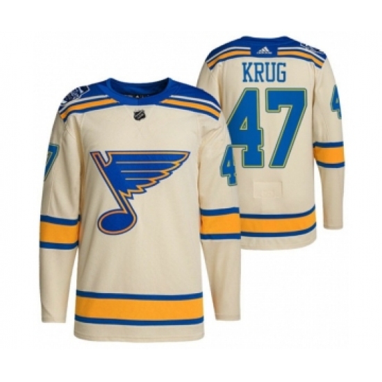 Men's St. Louis Blues #47 Torey Krug Cream 2022 Winter Classic Stitched Jersey