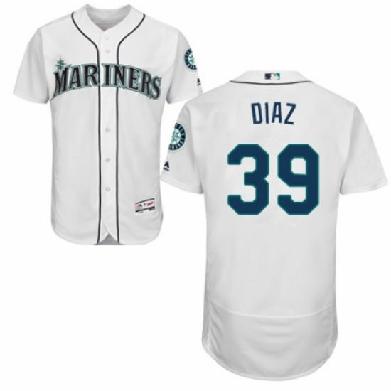 Men's Majestic Seattle Mariners #39 Edwin Diaz White Home Flex Base Authentic Collection MLB Jersey - Ujersey