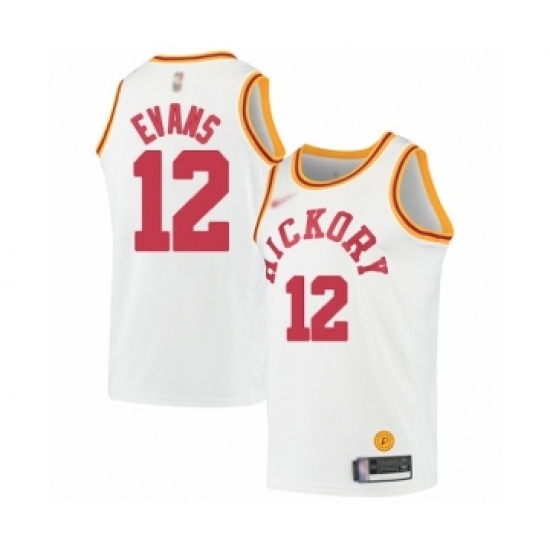 Men's Indiana Pacers #12 Tyreke Evans Authentic White Hardwood Classics Basketball Jersey - Ujersey