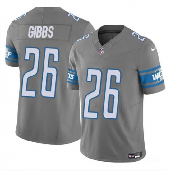 Men's Detroit Lions #26 Jahmyr Gibbs Gray 2023 F.U.S.E. Vapor Untouchable Limited Football Stitched Jersey - Ujersey