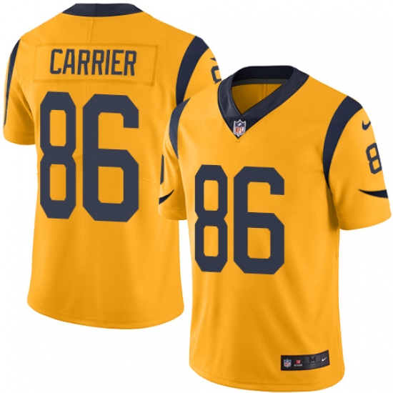 Youth Nike Los Angeles Rams #86 Derek Carrier Limited Gold Rush Vapor Untouchable NFL Jersey - Ujersey