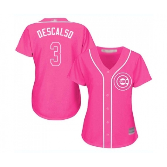 Women's Chicago Cubs #3 Daniel Descalso Authentic Pink Fashion Baseball Jersey