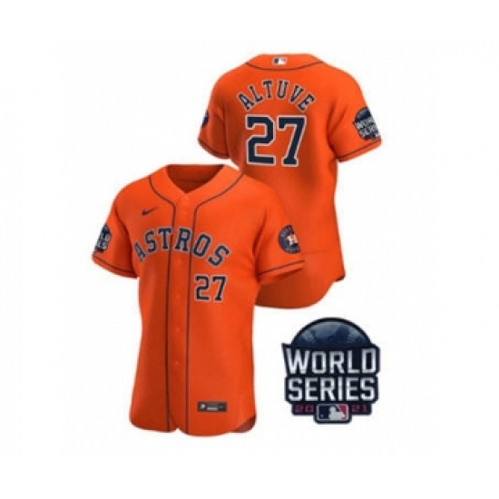 Men's Houston Astros #27 Jose Altuve 2021 Orange World Series Flex Base Stitched Baseball Jersey - Ujersey