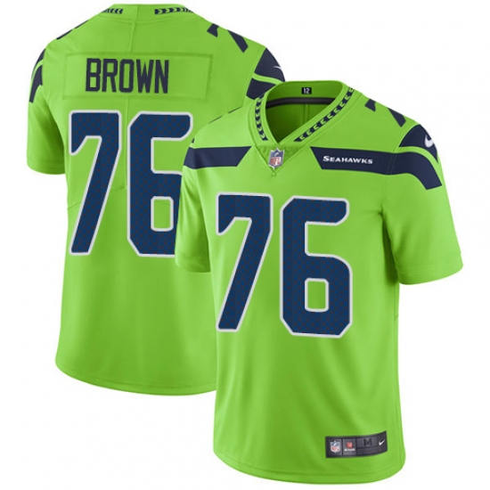 Men's Nike Seattle Seahawks #76 Duane Brown Limited Green Rush Vapor Untouchable NFL Jersey - Ujersey