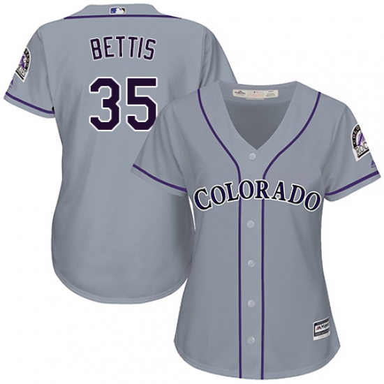 Women's Majestic Colorado Rockies #35 Chad Bettis Authentic Grey Road Cool Base MLB Jersey - Ujersey