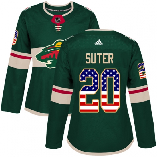Women's Adidas Minnesota Wild #20 Ryan Suter Authentic Green USA Flag Fashion NHL Jersey - Ujersey