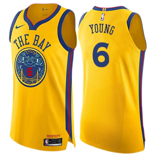 Women's Nike Golden State Warriors #6 Nick Young Swingman Gold NBA Jersey - City Edition - Ujersey