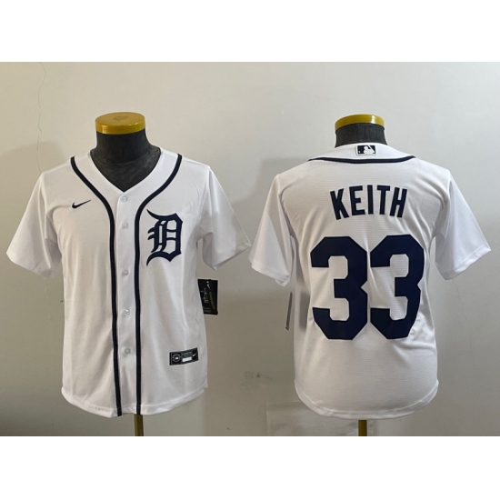 Youth Detroit Tigers #33 Colt Keith White Cool Base Stitched Jersey - Ujersey
