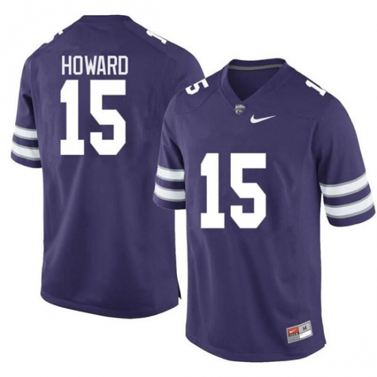 Men's Kansas State Wildcats #15 Will Howard Purple Limited Stitched Jersey - Ujersey