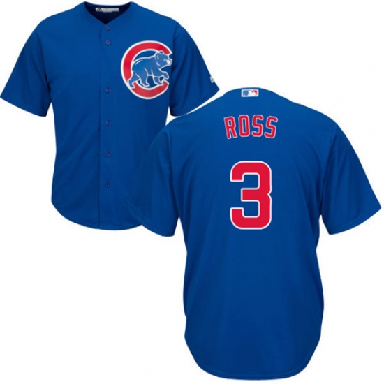 Youth Majestic Chicago Cubs #3 David Ross Authentic Royal Blue Alternate Cool Base MLB Jersey - Ujersey