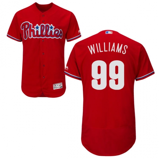 Men's Majestic Philadelphia Phillies #99 Mitch Williams Red Alternate Flex Base Authentic Collection MLB Jersey - Ujersey