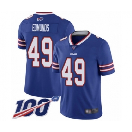 Men's Buffalo Bills #49 Tremaine Edmunds Royal Blue Team Color Vapor Untouchable Limited Player 100th Season Football Jersey - Ujersey