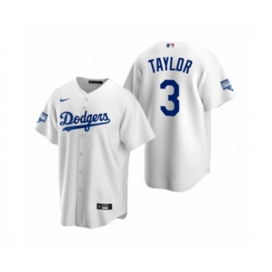 Men's Los Angeles Dodgers #3 Chris Taylor White 2020 World Series Champions Replica Jersey - Ujersey