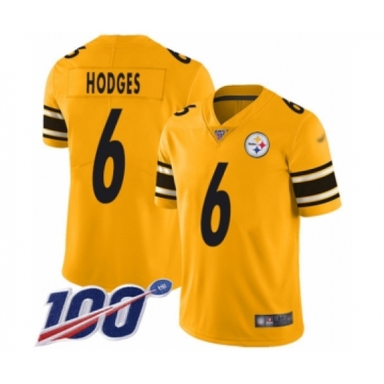 Men's Pittsburgh Steelers #6 Devlin Hodges Limited Gold Inverted Legend 100th Season Football Jersey - Ujersey