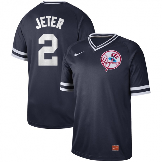 Men's Nike New York Yankees #2 Derek Jeter Nike Cooperstown Collection Legend V-Neck Jersey Navy - Ujersey