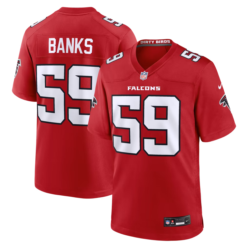 Men's Atlanta Falcons Keshawn Banks Nike Red Team Game Jersey