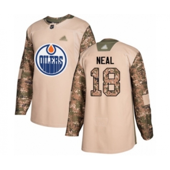 Men's Edmonton Oilers #18 James Neal Authentic Camo Veterans Day Practice Hockey Jersey