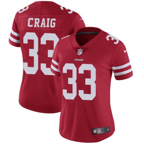 Women's Nike San Francisco 49ers #33 Roger Craig Elite Red Team Color NFL Jersey - Ujersey