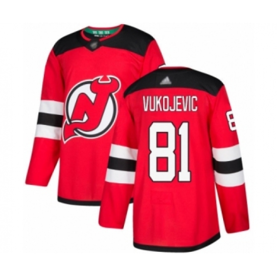 Youth New Jersey Devils #81 Michael Vukojevic Authentic Red Home Hockey Jersey - Ujersey