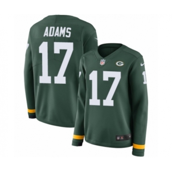 Women's Nike Green Bay Packers #17 Davante Adams Limited Green Therma Long Sleeve NFL Jersey - Ujersey
