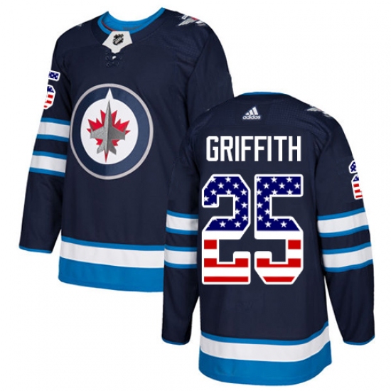 Youth Adidas Winnipeg Jets #25 Seth Griffith Authentic Navy Blue USA Flag Fashion NHL Jersey - Ujersey