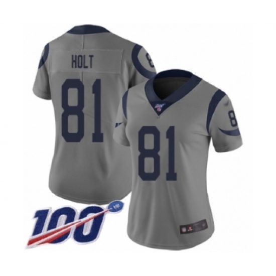 Women's Los Angeles Rams #81 Torry Holt Limited Gray Inverted Legend 100th Season Football Jersey - Ujersey