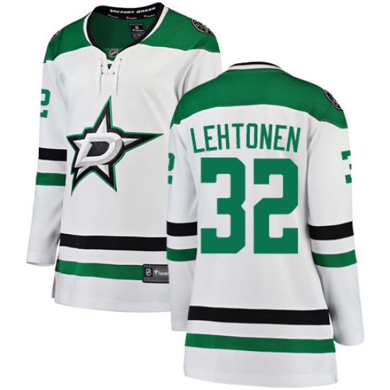 Women's Dallas Stars #32 Kari Lehtonen Authentic White Away Fanatics Branded Breakaway NHL Jersey - Ujersey