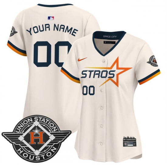 Women's Houston Astros Active Player Custom Cream 2025 City Connect Limited Stitched Baseball Jersey(Run Small) - Ujersey