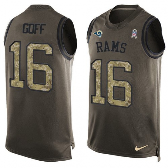 Men's Nike Los Angeles Rams #16 Jared Goff Limited Green Salute to Service Tank Top NFL Jersey - Ujersey