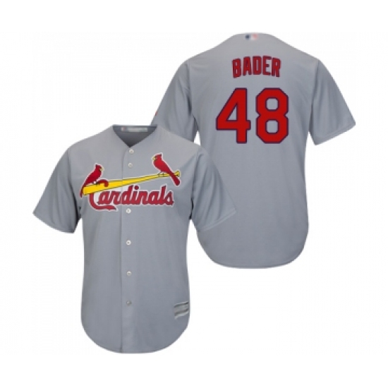 Youth St. Louis Cardinals #48 Harrison Bader Replica Grey Road Cool Base Baseball Jersey - Ujersey