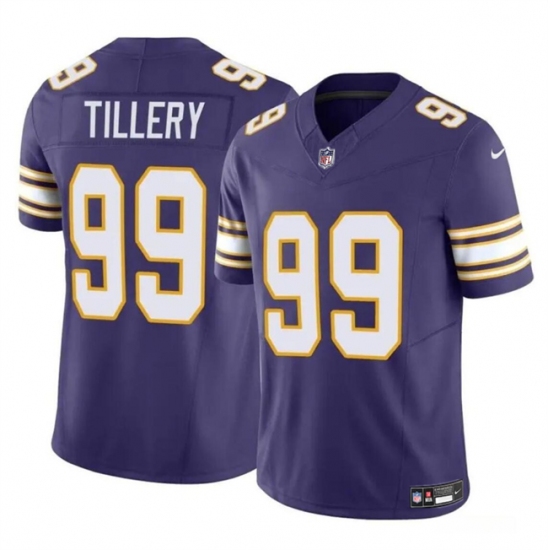 Men's Minnesota Vikings #99 Jerry Tillery Purple 2023 F.U.S.E. Throwback Vapor Untouchable Limited Football Stitched Jersey - Ujersey