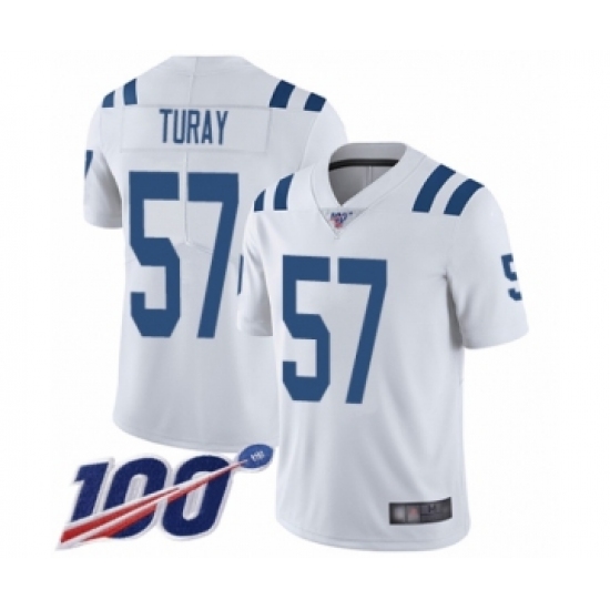 Men's Indianapolis Colts #57 Kemoko Turay White Vapor Untouchable Limited Player 100th Season Football Jersey - Ujersey