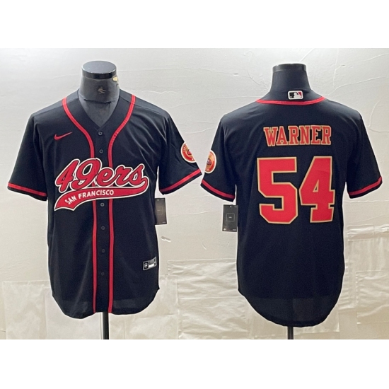 Men's San Francisco 49ers #54 Fred Warner Black Red With Cool Base Stitched Baseball Jersey - Ujersey
