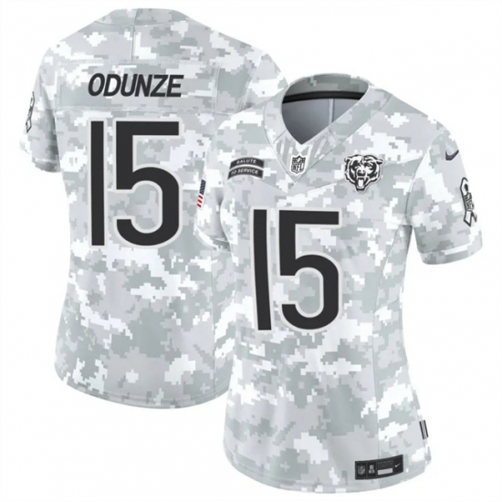 Women's Chicago Bears #15 Rome Odunze 2024 F.U.S.E Arctic Camo Salute To Service Limited Stitched Football Jersey(Run Small) - Ujersey