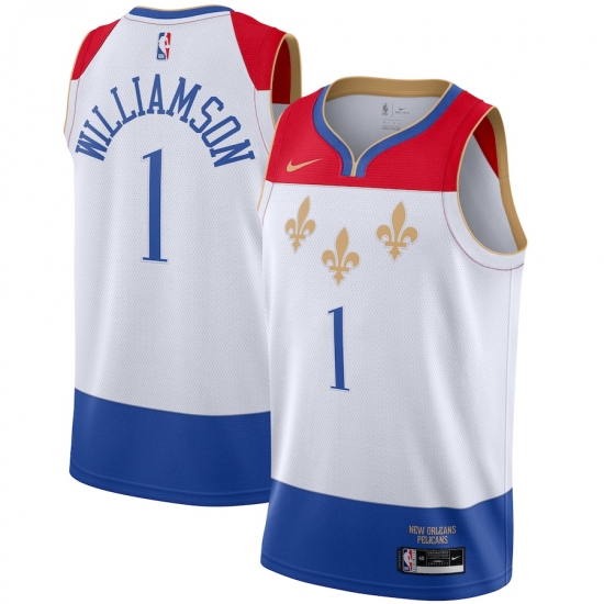 Men's New Orleans Pelicans #1 Zion Williamson Nike White 2020-21 Swingman Player Jersey - Ujersey