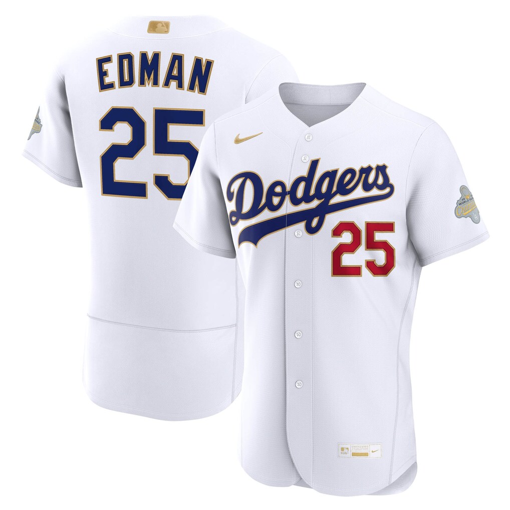 Men's Los Angeles Dodgers Tommy Edman Nike White 2026 Gold Collection Authentic Jersey - ujerseystore