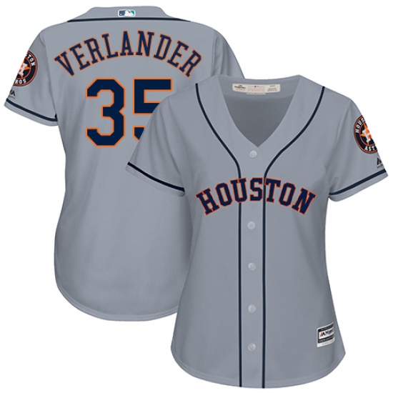 Women's Majestic Houston Astros #35 Justin Verlander Authentic Grey Road Cool Base MLB Jersey - Ujersey