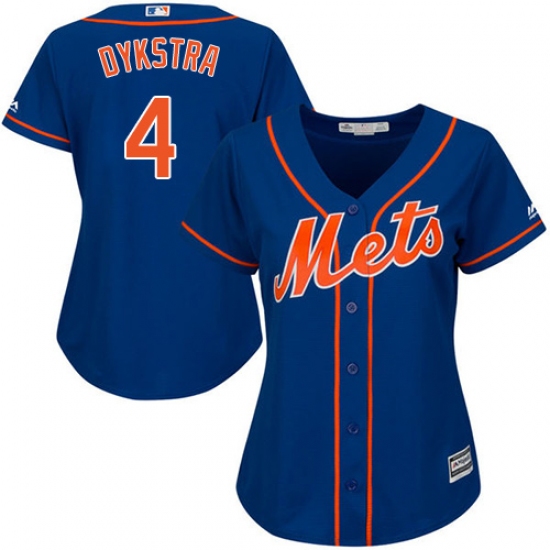 Women's Majestic New York Mets #4 Lenny Dykstra Authentic Royal Blue Alternate Home Cool Base MLB Jersey - Ujersey