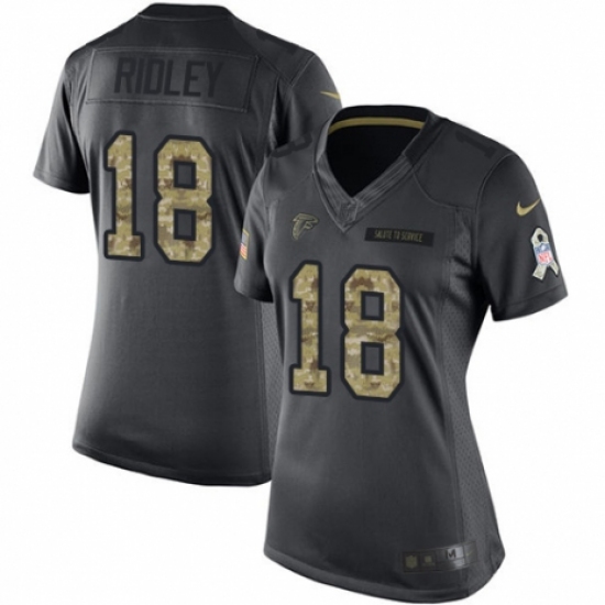 Women's Nike Atlanta Falcons #18 Calvin Ridley Limited Black 2016 Salute to Service NFL Jersey - Ujersey